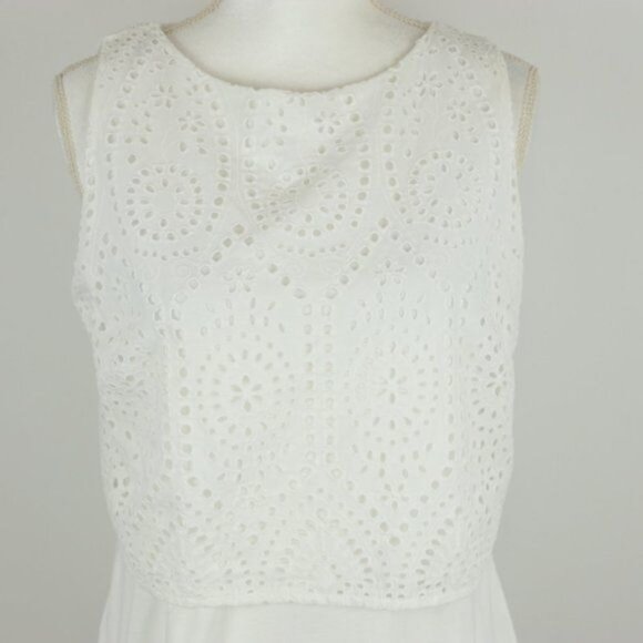 J. Jill Women's Small White Double Layer Scoop Neck Tunic Length Tank Top - Picture 2 of 10